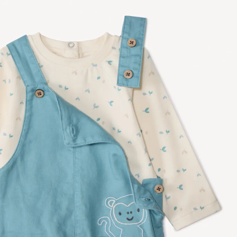 Ensemble salopette uni + t-shirt fantaisie pour bébé garçon