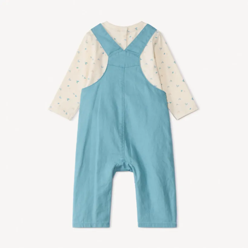 Ensemble salopette uni + t-shirt fantaisie pour bébé garçon