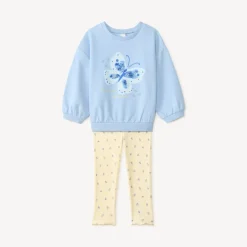 Ensemble sweat + legging print papillons avec sequins pour bébé fille