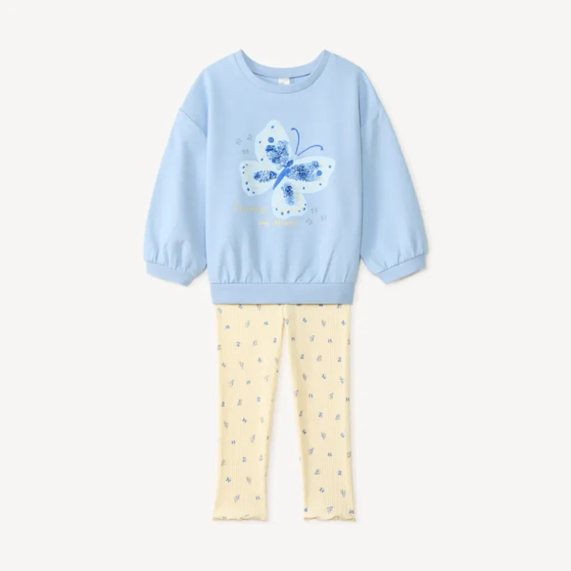 Ensemble sweat + legging print papillons avec sequins pour bébé fille