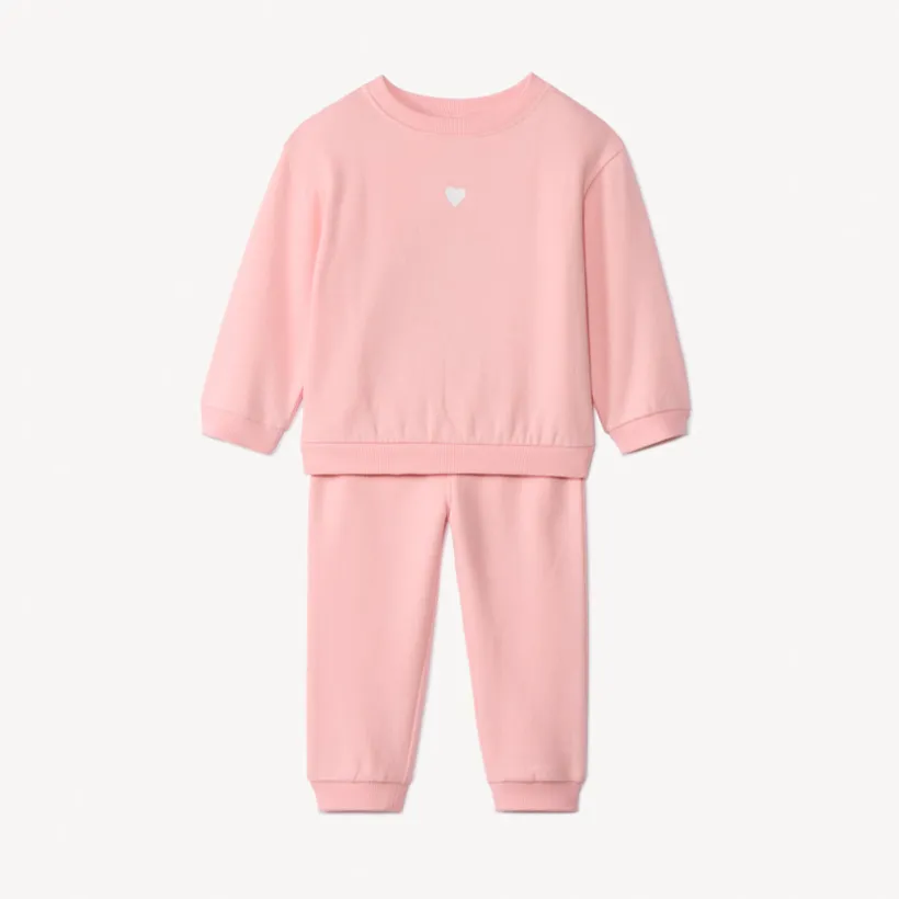 Ensemble sweat + pantalon de jogging uni pour bébé fille