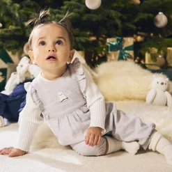 Ensemble t-shirt manches longues + salopette pour bébé fille
