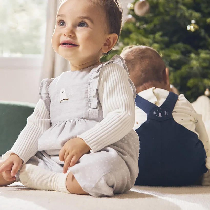 Ensemble t-shirt manches longues + salopette pour bébé fille