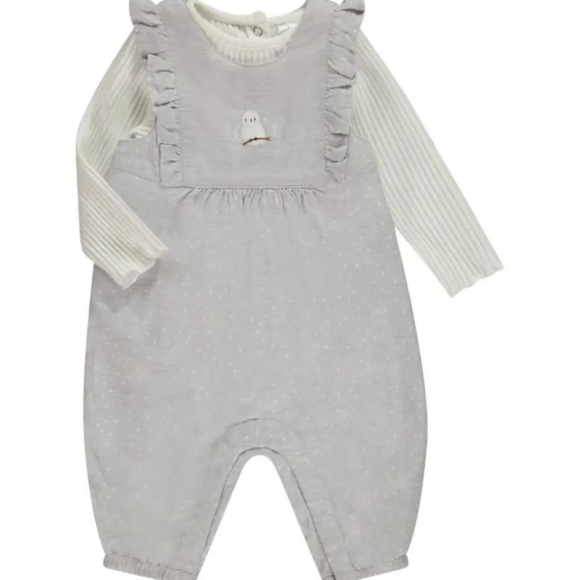 Ensemble t-shirt manches longues + salopette pour bébé fille