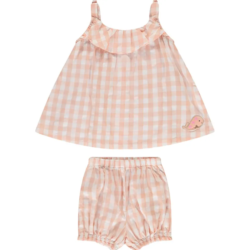 Ensemble tunique + short bloomer imprimé vichy pour bébé fille