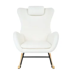 Fauteuil Rocking Chair Marceau en bouclette blanche