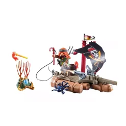 Figurine pirate avec radeau flottant et trésor