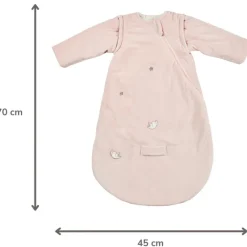 Gigoteuse à manches amovibles - Fanfan - Rose - velours - 70 cm