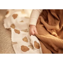 Gigoteuse sans manches 70cm gaze de coton Biscuit