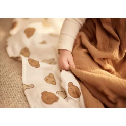 Gigoteuse sans manches 110cm gaze de coton Biscuit
