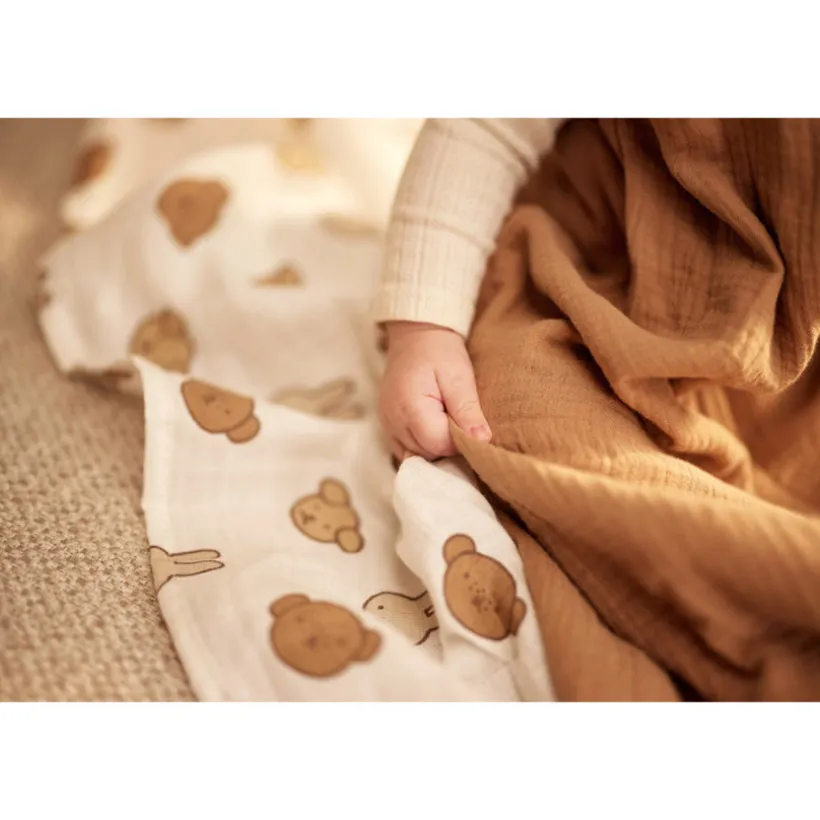 Gigoteuse sans manches 110cm gaze de coton Biscuit