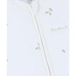 Gigoteuse sans manches 70cm Mousseline bio ouatinée Brodée Blanc