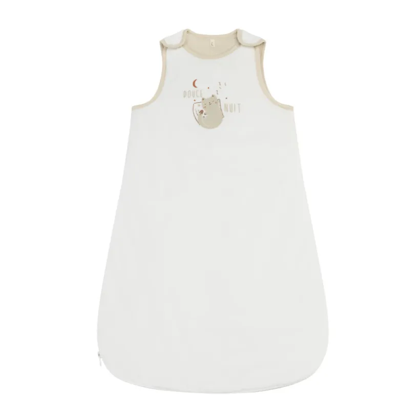 Gigoteuse sans manches en velours TOG 3 Mon Petit Chat blanc