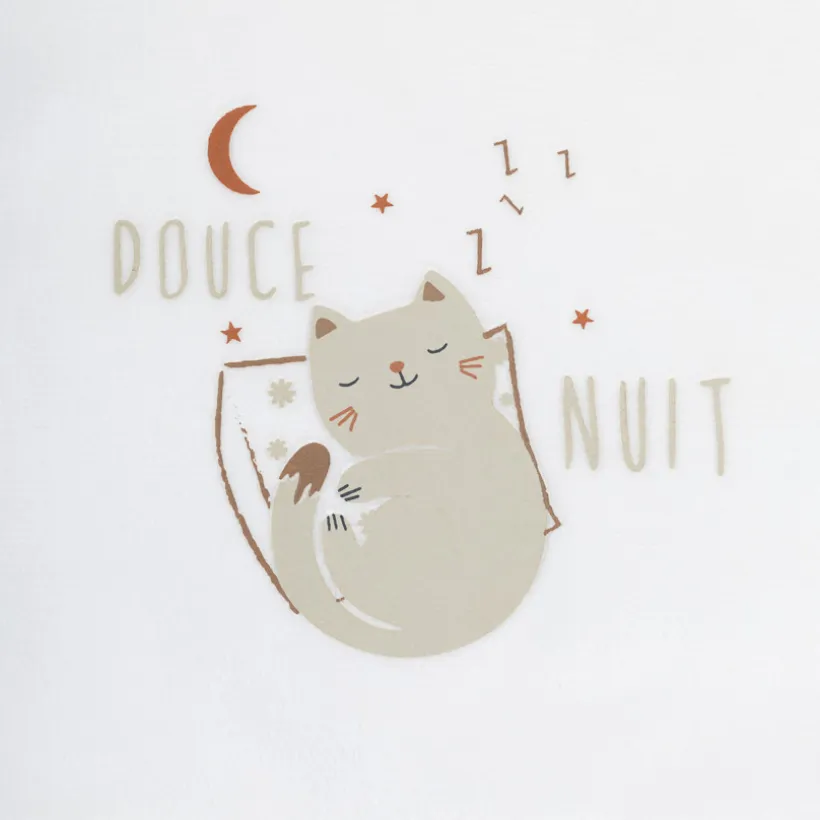 Gigoteuse sans manches en velours TOG 3 Mon Petit Chat blanc