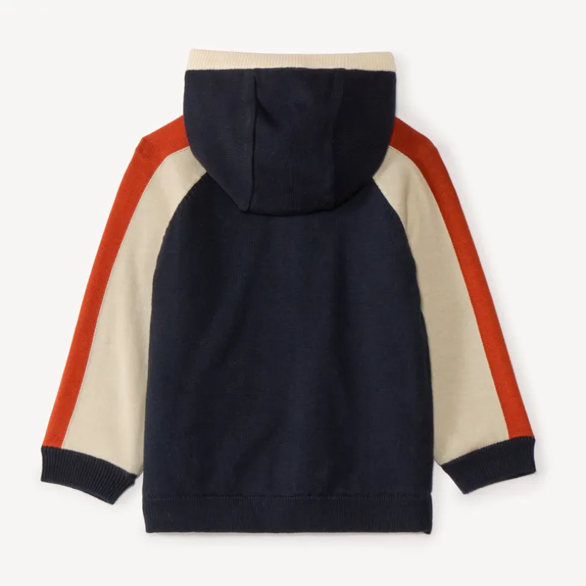 Gilet bébé garçon en tricot à capuche style vintage