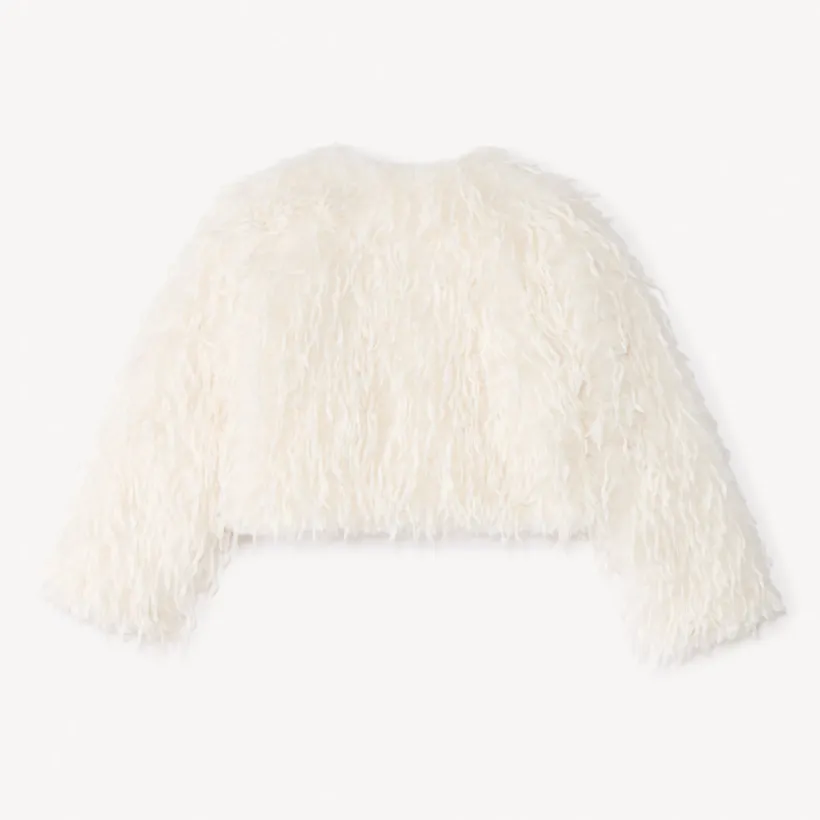 Gilet boléro en fausse fourrure effet plumes pour fille
