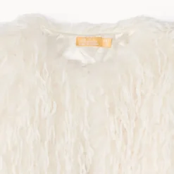 Gilet boléro en fausse fourrure effet plumes pour fille