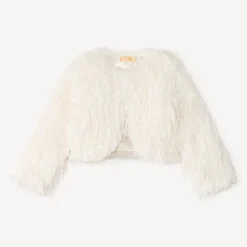 Gilet boléro en fausse fourrure effet plumes pour fille