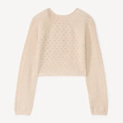 Gilet boléro en tricot ajouré pour fille