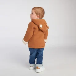 Gilet à capuche doublé sherpa avec oreilles ludiques pour bébé garçon