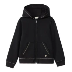 Gilet à capuche en molleton brodé cœur pour fille