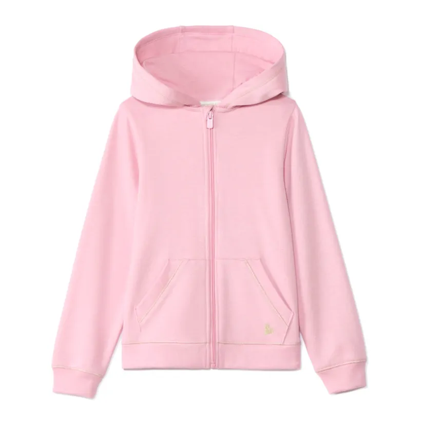 Gilet à capuche en molleton brodé cœur pour fille