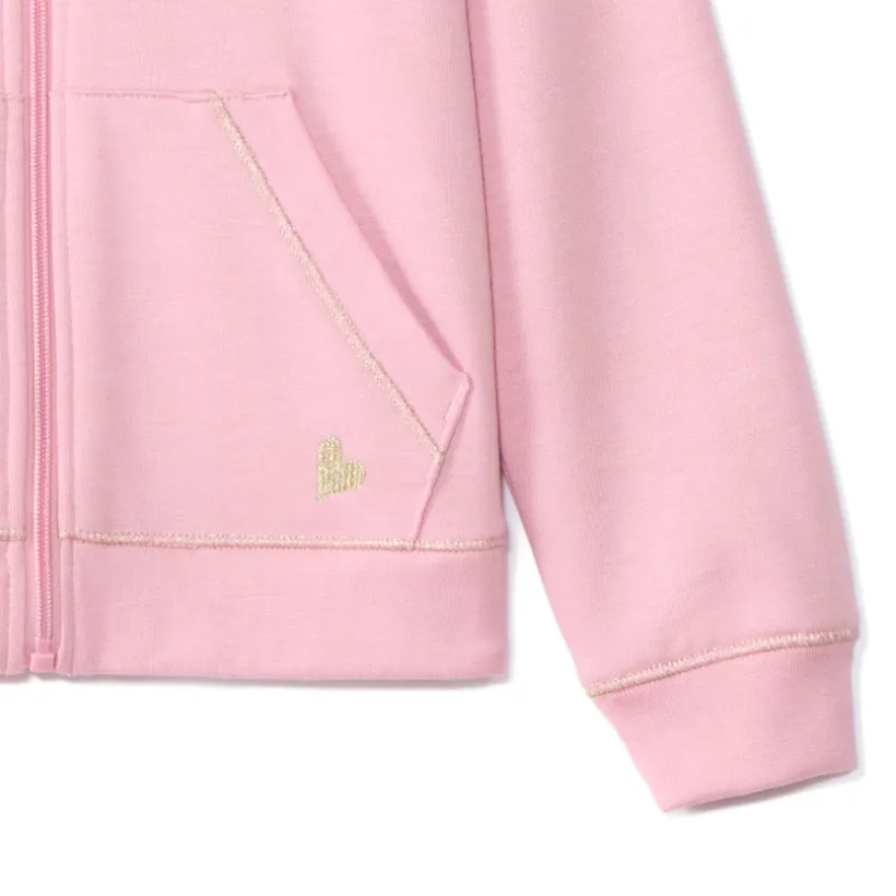 Gilet à capuche en molleton brodé cœur pour fille
