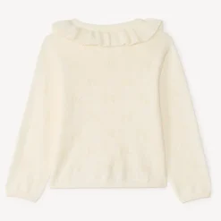 Gilet col claudine en tricot avec broderie ajouré pour bébé fille