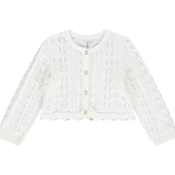 Gilet court en tricot ajouré pour bébé fille
