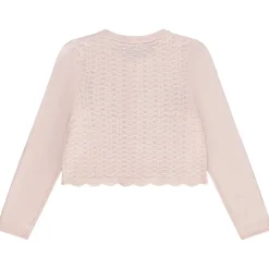 Gilet court en tricot ajouré pour fille