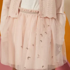 Gilet court en tricot ajouré pour fille