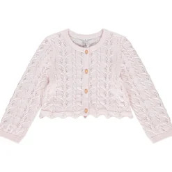 Gilet court en tricot ajouré pour bébé fille