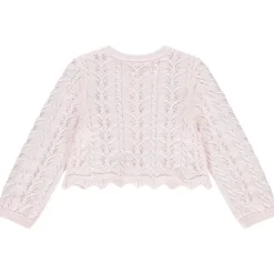 Gilet court en tricot ajouré pour bébé fille
