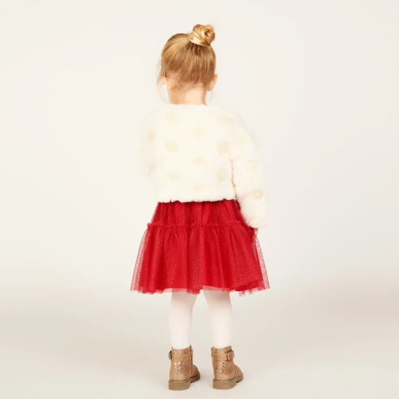 Gilet en fausse fourrure avec rosaces pour bébé fille