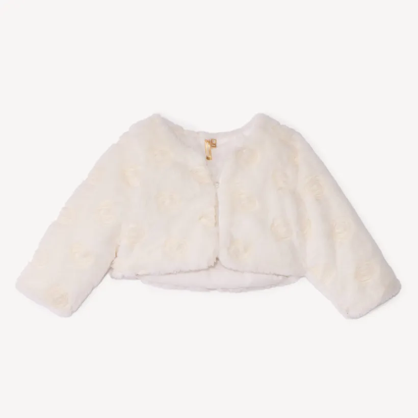 Gilet en fausse fourrure avec rosaces pour bébé fille