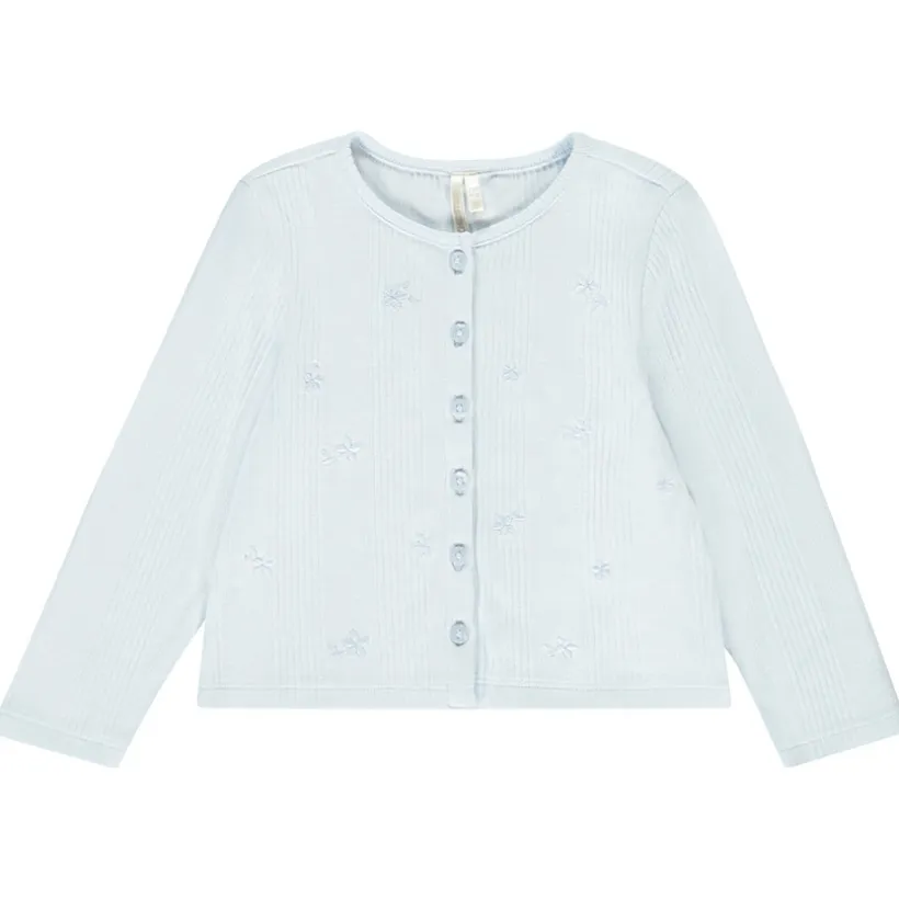Gilet en maille côtelé avec fleurs brodées pour bébé fille