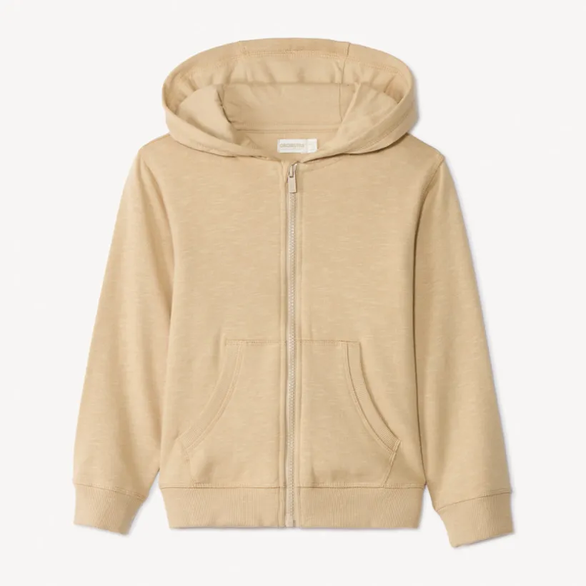 Gilet en molleton slub uni à capuche pour garçon