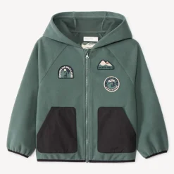 Gilet en polaire contrecollé et capuche + broderie pour garçon