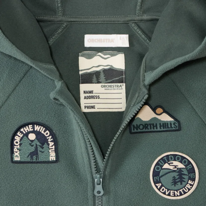 Gilet en polaire contrecollé et capuche + broderie pour garçon