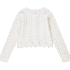 Gilet en tricot ajouré avec jeu de mailles torsadées pour fille