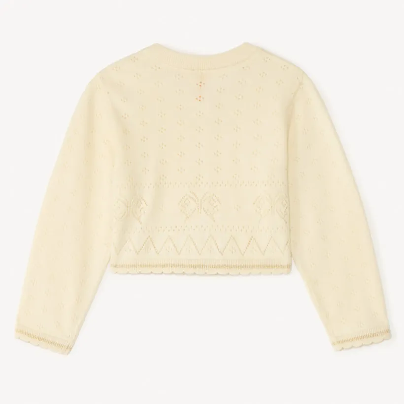 Gilet en tricot ajouré papillons pour bébé fille