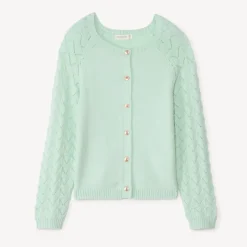 Gilet en tricot ajouré uni pour fille