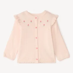 Gilet en tricot brodé fleurs pour bébé fille