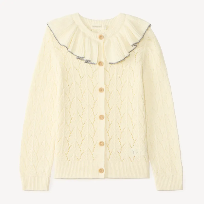 Gilet en tricot col volanté pour fille