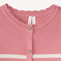 Gilet en tricot côtelé rayé pour bébé fille