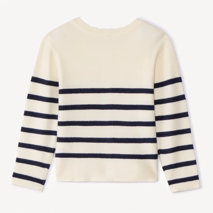 Gilet en tricot côtelé rayé pour bébé fille