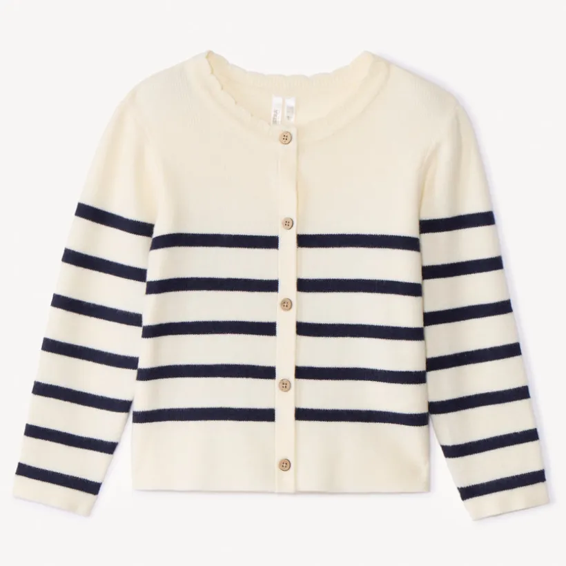 Gilet en tricot côtelé rayé pour bébé fille