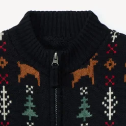 Gilet en tricot doublé avec motifs Noël pour garçon