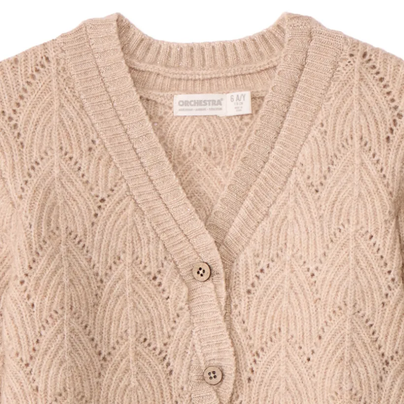 Gilet en tricot fantaisie avec ouverture en torsade pour fille