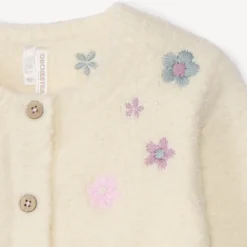 Gilet en tricot à fleurs brodées pour bébé fille